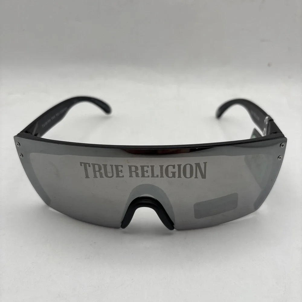 True Religion 100% UV Protection Logo Shield Speckle Reflective Sunglasses
